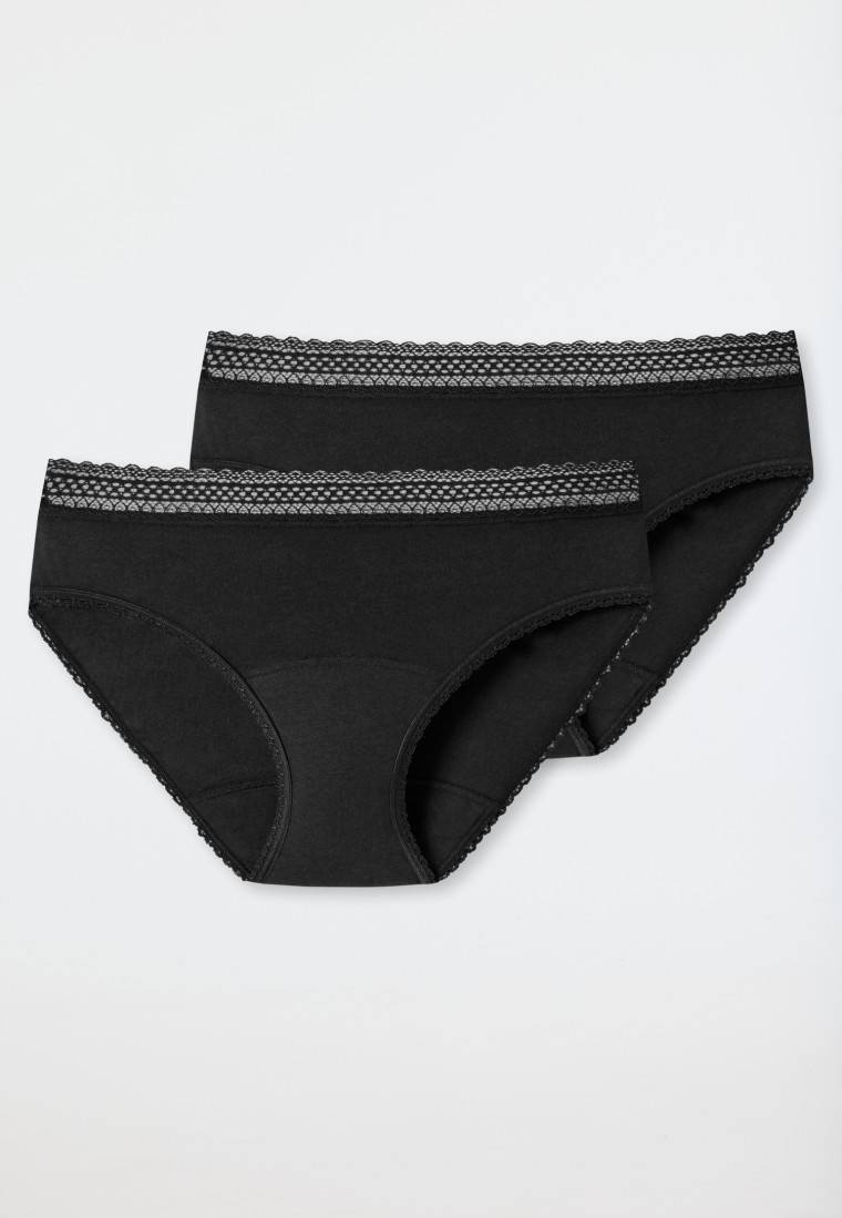 Schiesser Periodenslips 2er-Pack Spitze schwarz - Secret Care Super Rabatt