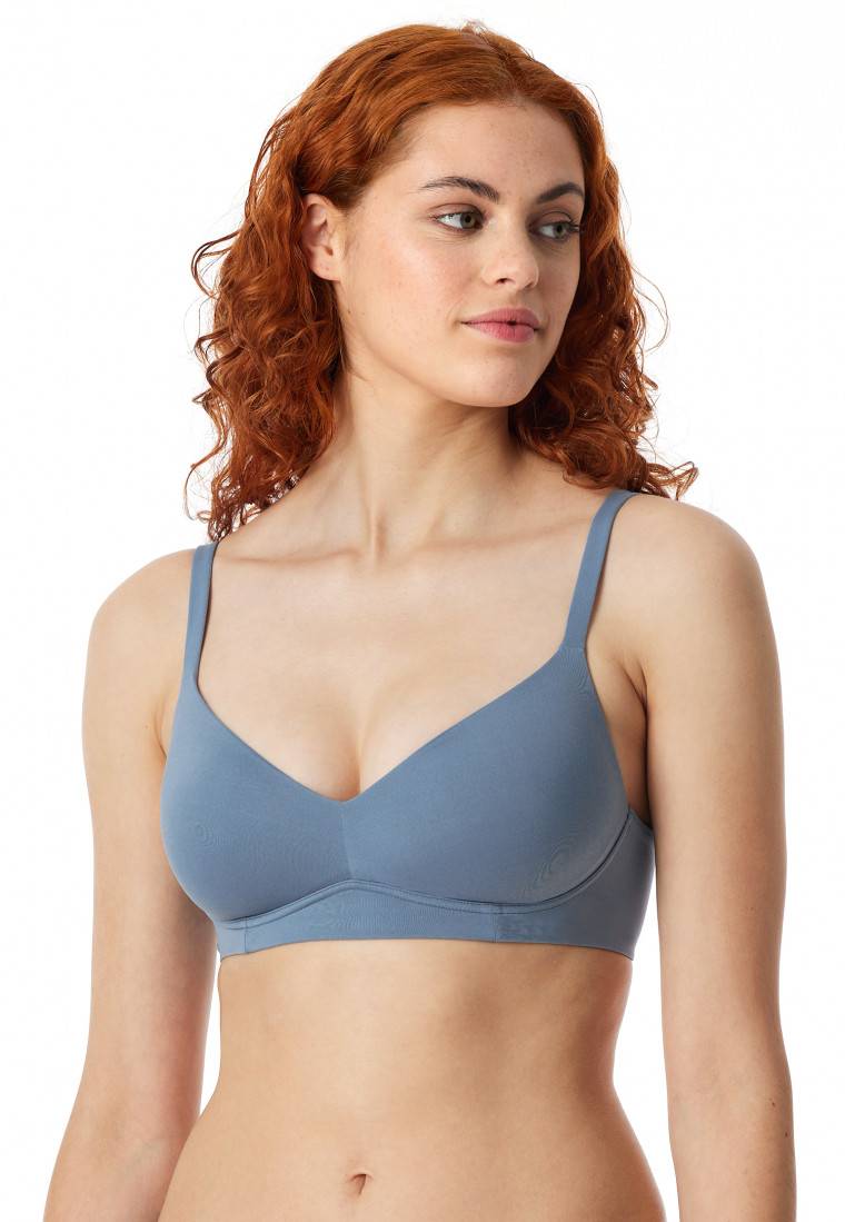 Schiesser Soft-BH mit Schale und gleitenden Cups blaugrau - Unique Micro Verkauf