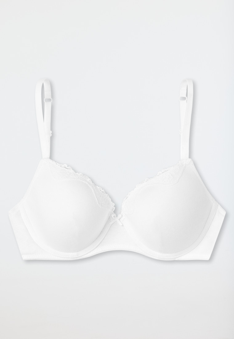 Schiesser Bügel-BH mit Schale und Spitze weiß - Pure Cotton Neueste Mode