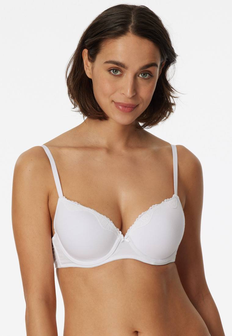 Schiesser Bügel-BH mit Schale und Spitze weiß - Pure Cotton Neueste Mode