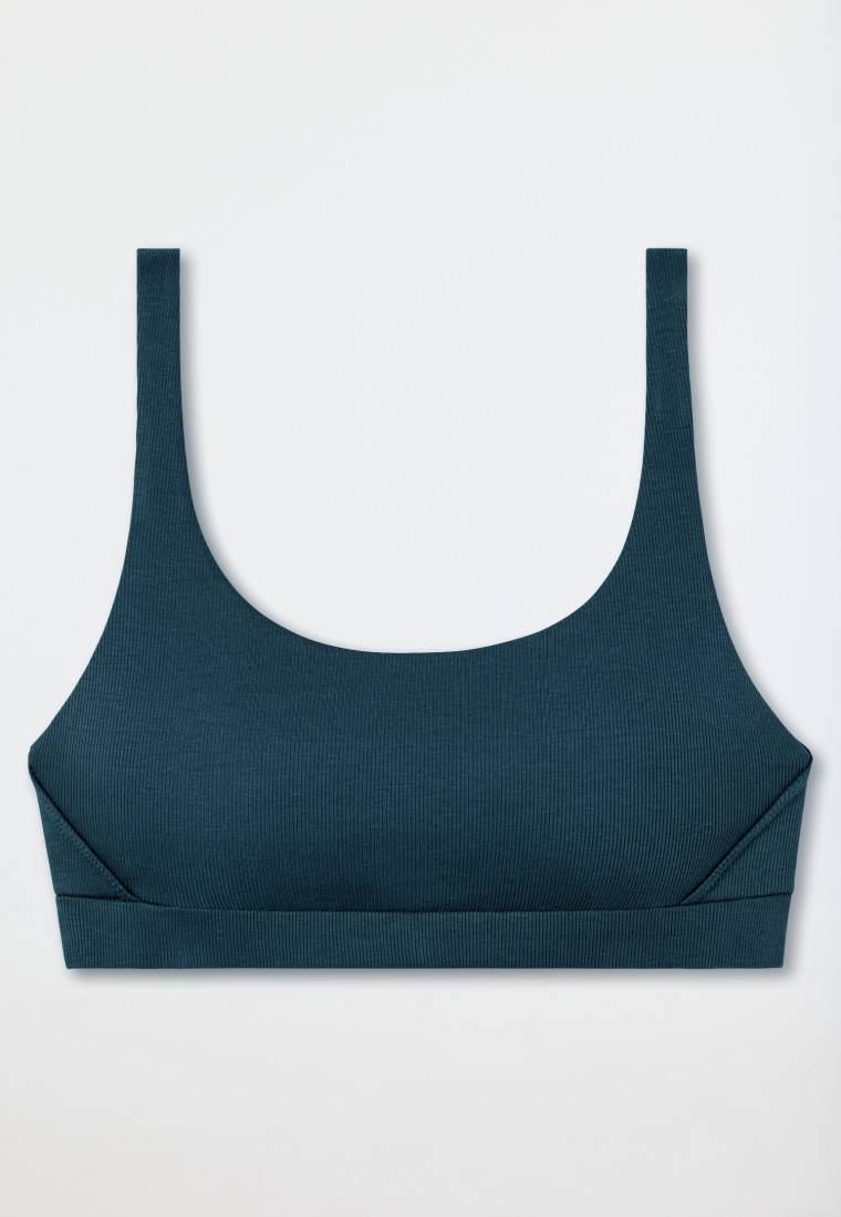 Schiesser Bustier Doppelripp Organic Cotton jeansblau - Pure Rib Online Outlet