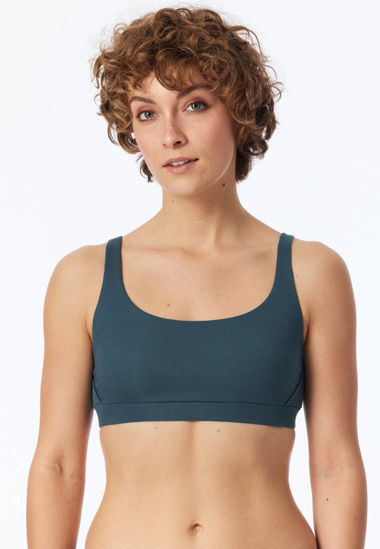Schiesser Bustier Doppelripp Organic Cotton jeansblau - Pure Rib Online Outlet