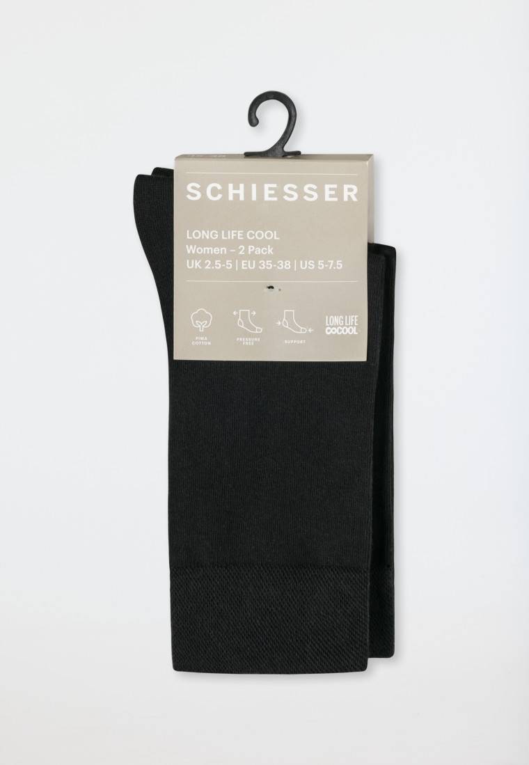 Schiesser Damensocken 2er-Pack schwarz - Long Life Cool Super Sparpreis