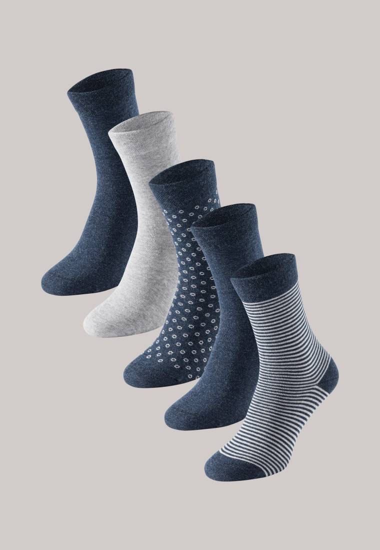 Schiesser Damensocken 5er-Pack stay fresh gemustert graumelange-blau - Bluebird Wochenangebot