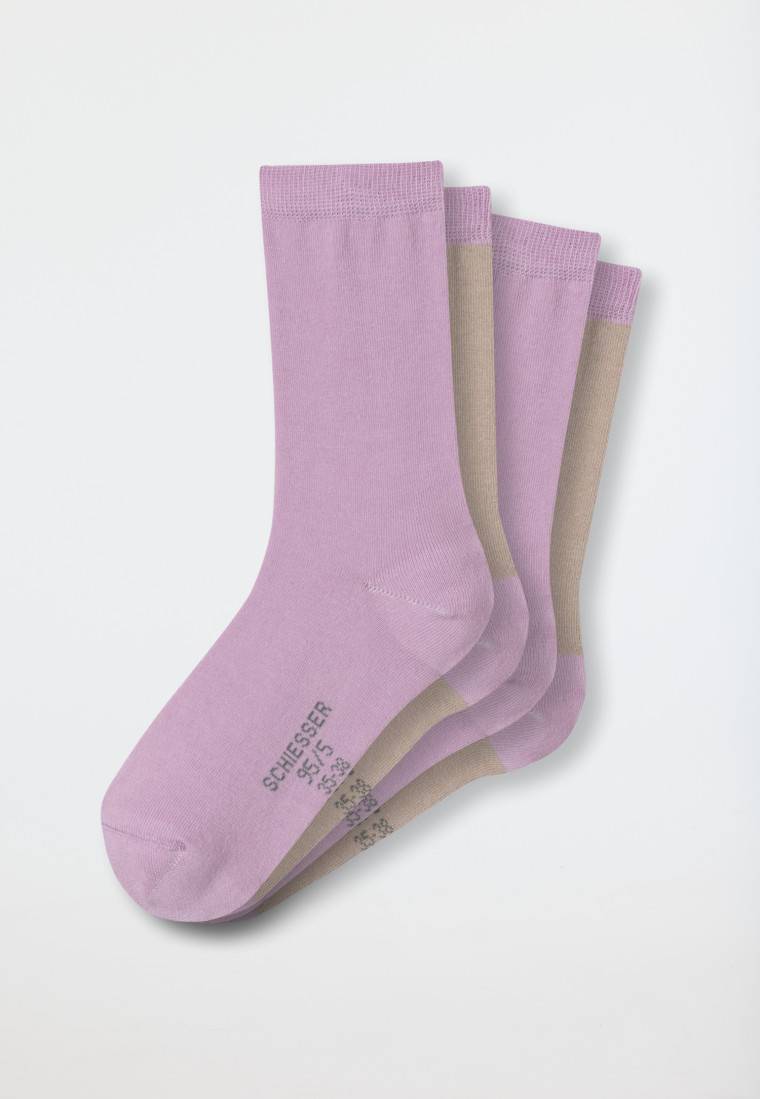 Schiesser Damensocken 2er-Pack Organic Cotton Colour Blocking rosa/nude - 95/5 Letzte 2 Tage
