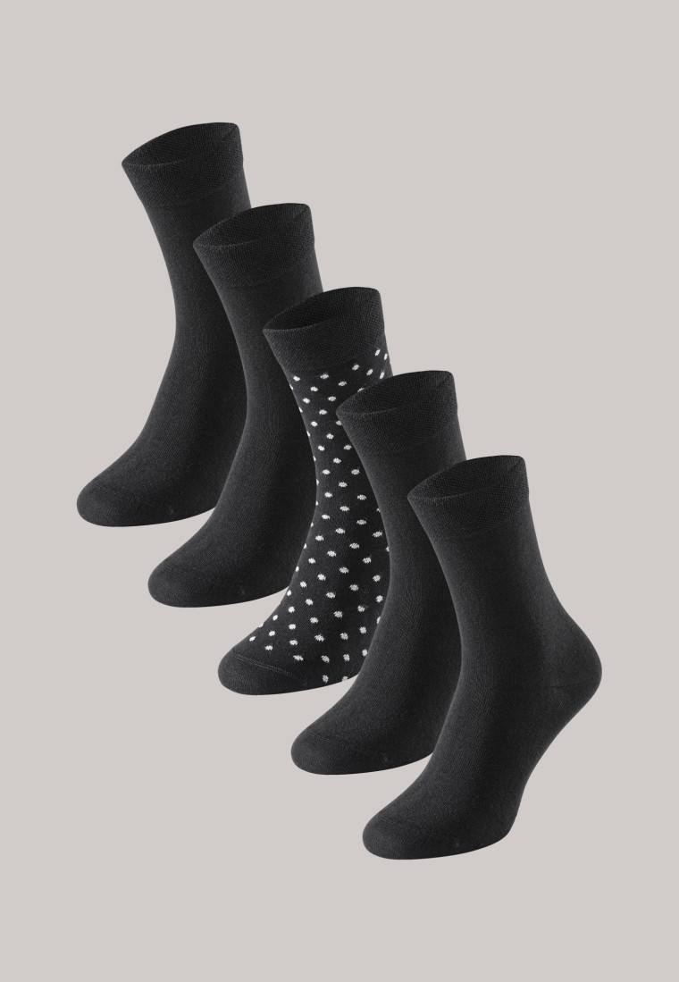 Schiesser Damensocken 5er-Pack stay fresh Punkte schwarz - Bluebird Letzter Tag