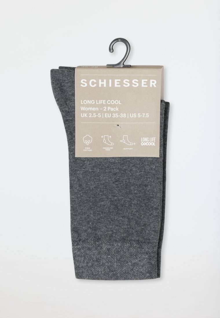 Schiesser Damensocken 2er-Pack anthrazit meliert - Long Life Cool Zeitbegrenzte Promotion