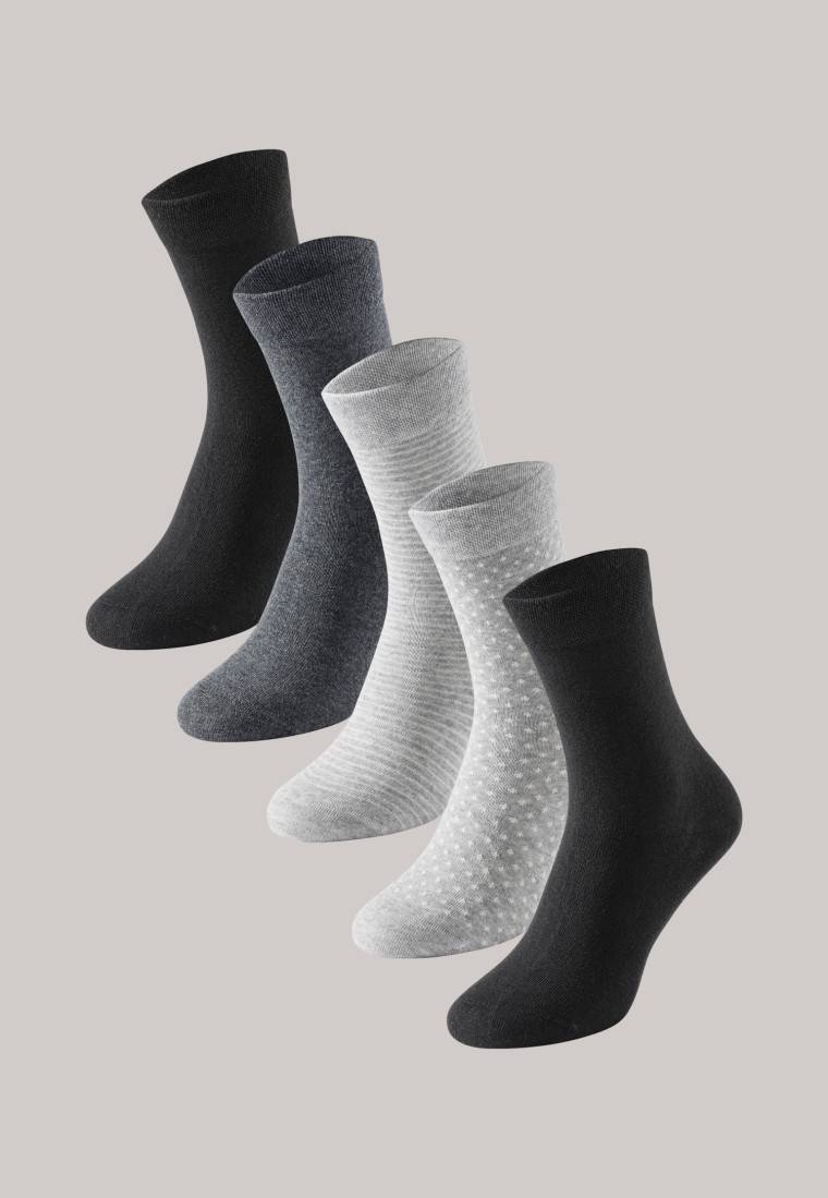 Schiesser Damensocken 5er-Pack stay fresh gemustert graumelange-schwarz - Bluebird Nur für heute