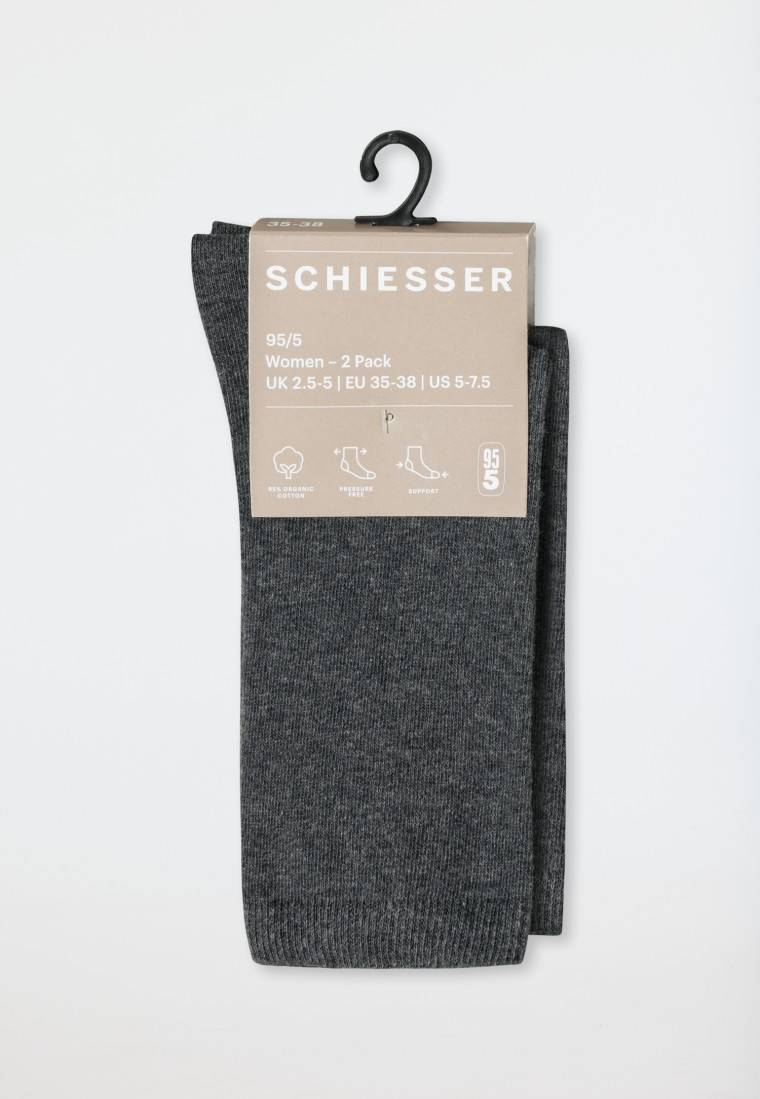 Schiesser Damensocken 2er-Pack Organic Cotton grau-meliert - 95/5 Nur noch ein Tag übrig