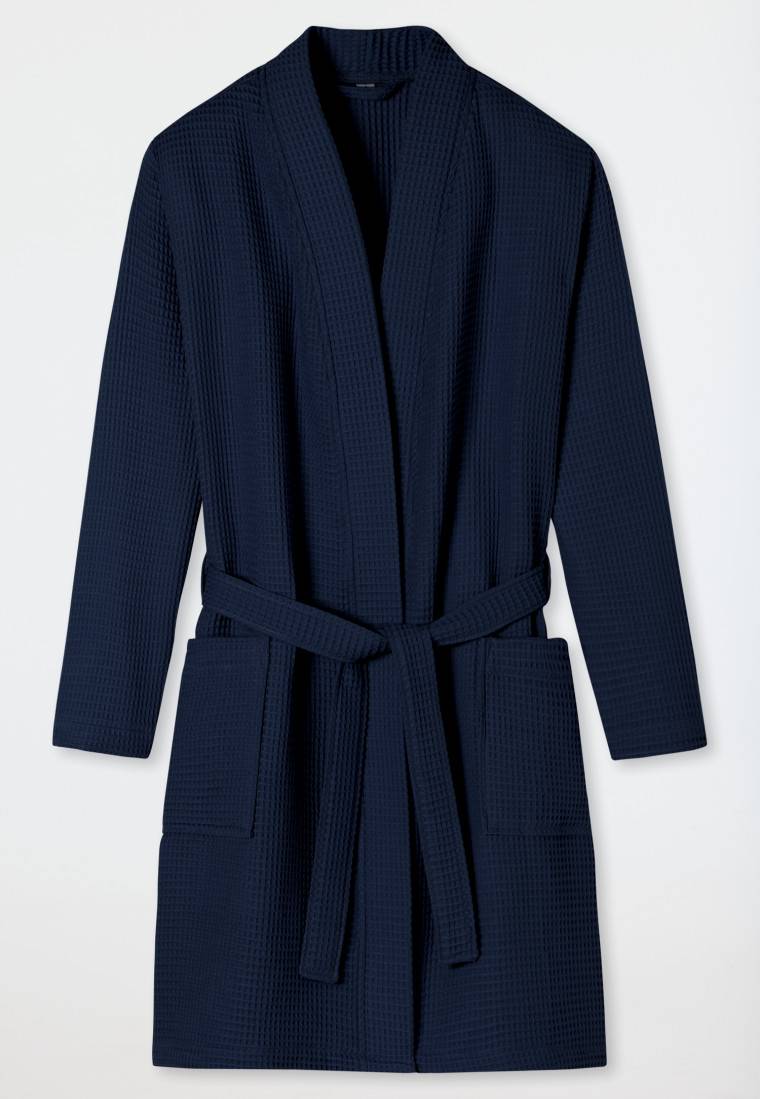 Schiesser Bademantel Waffelpiqué dunkelblau - Essentials Online