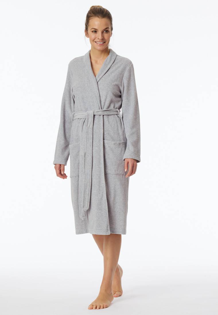 Schiesser Bademantel Leichtfrottee grau meliert - selected!premium Outlet