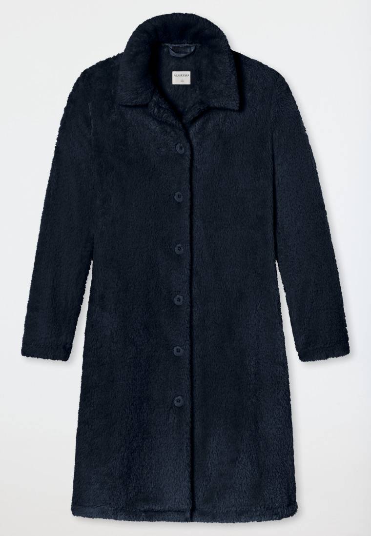 Schiesser Morgenmantel Teddy Fleece dunkelblau - Essentials Angebote