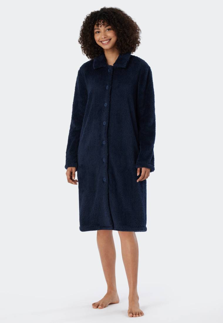 Schiesser Morgenmantel Teddy Fleece dunkelblau - Essentials Angebote