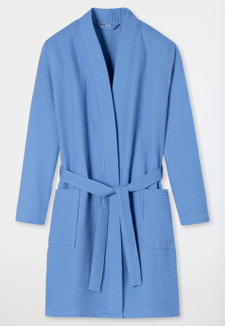 Schiesser Bademantel Waffelpiqué blau - Essentials im Angebot