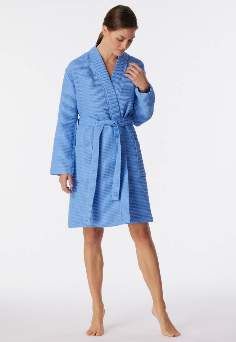 Schiesser Bademantel Waffelpiqué blau - Essentials im Angebot