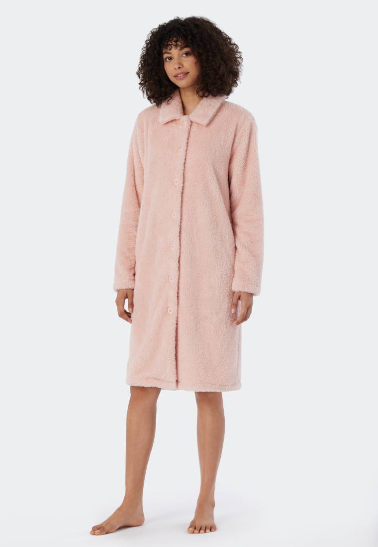 Schiesser Morgenmantel Teddy Fleece rosé - Essentials Fabrikverkauf