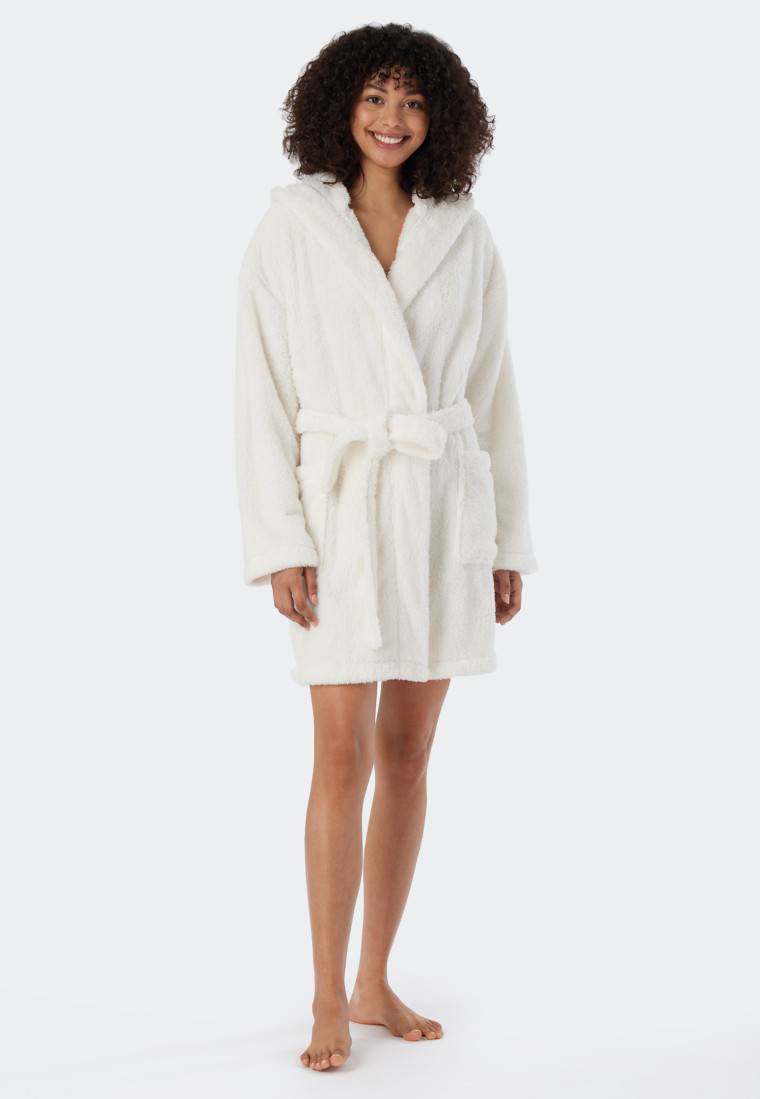 Schiesser Morgenmantel Teddy-Fleece Comfort-Fit off-white - Essentials Meist gekauft