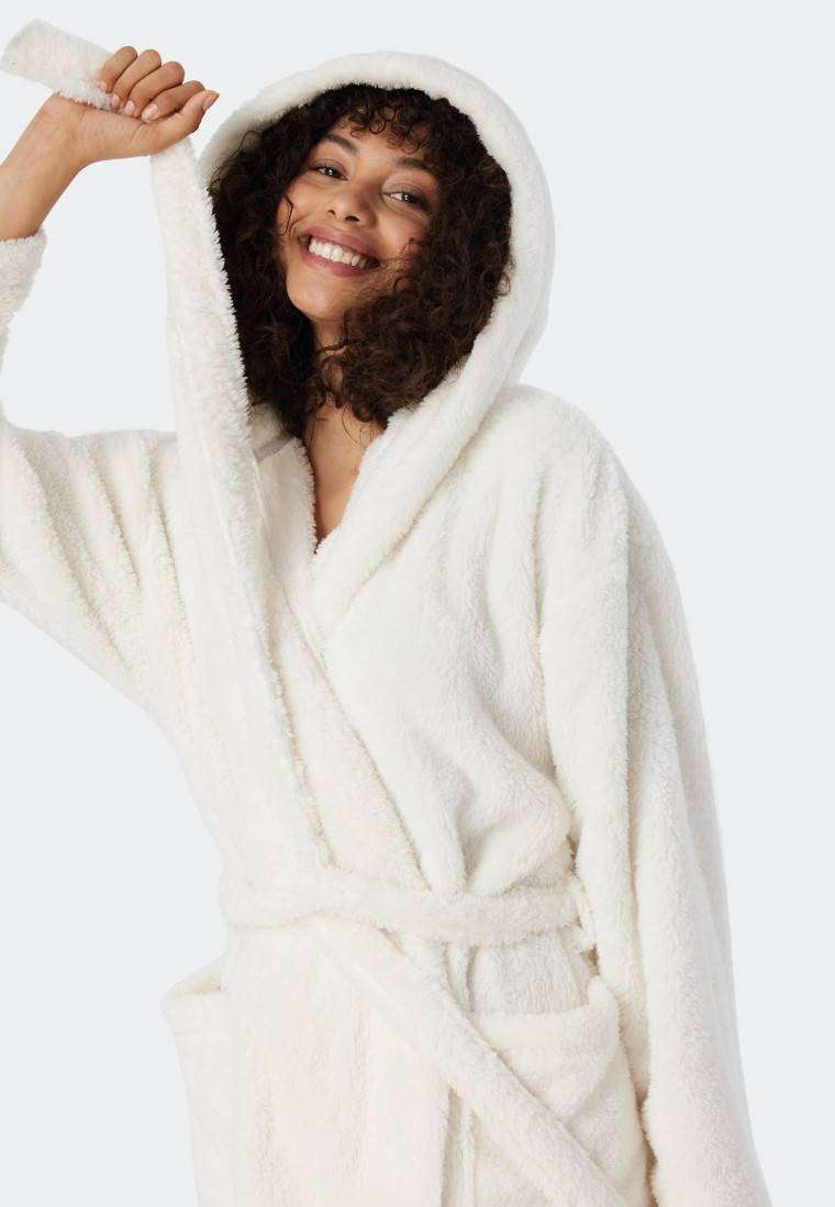 Schiesser Morgenmantel Teddy-Fleece Comfort-Fit off-white - Essentials Meist gekauft