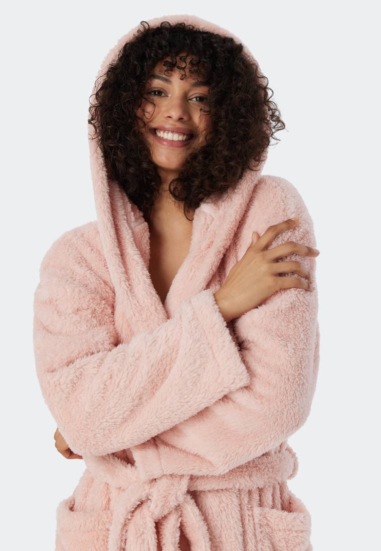 Schiesser Morgenmantel Teddy-Fleece Comfort-Fit rosé - Essentials Blitzverkäufe