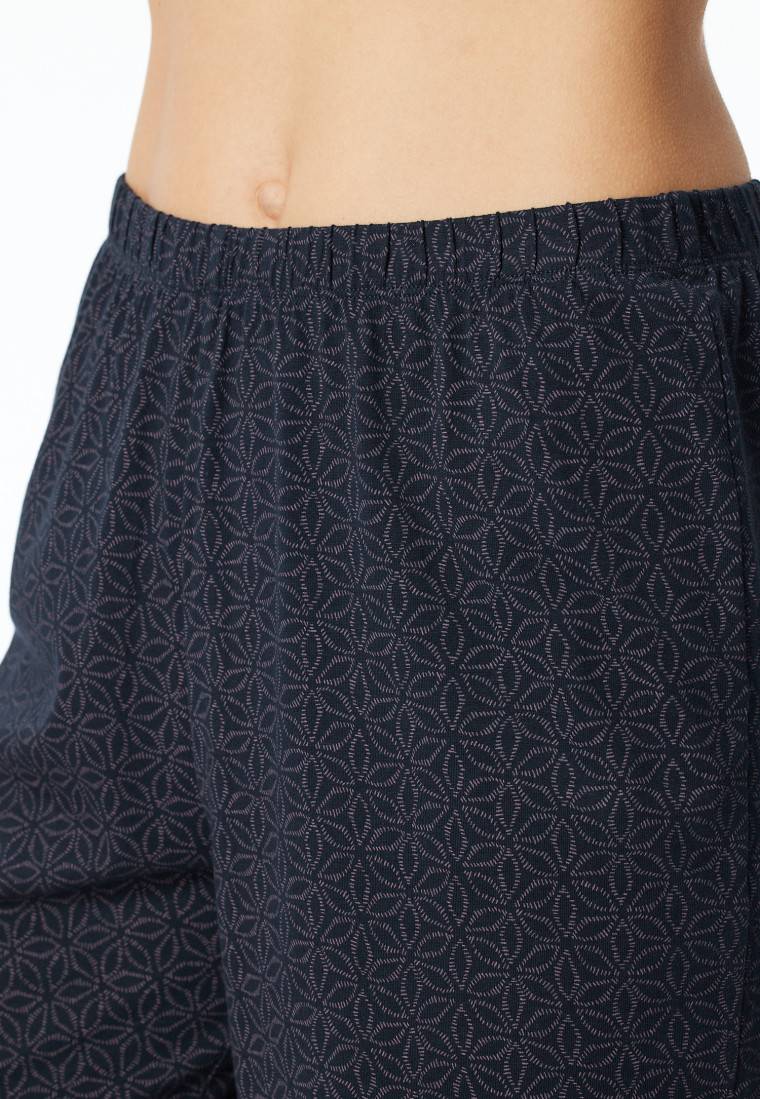 Schiesser Schlafanzug lang Bündchen nachtblau gemustert - Comfort Essentials Flash Sale