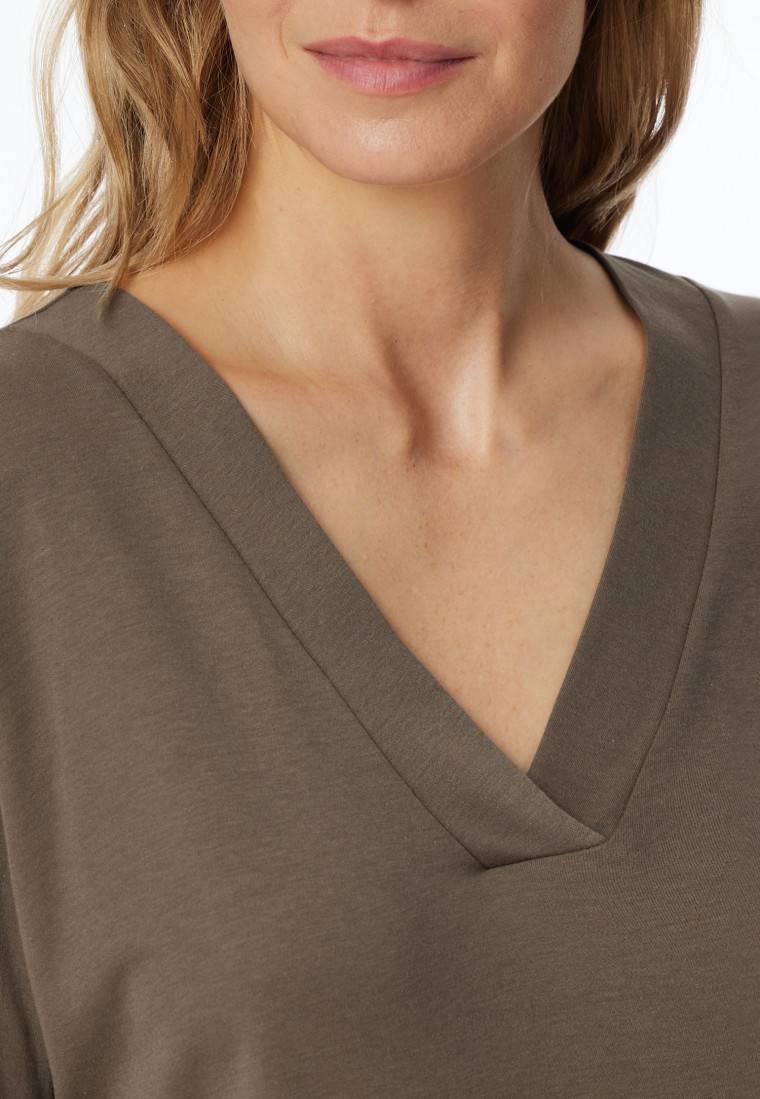 Schiesser Schlafanzug lang Interlock taupe bedruckt - Modern Nightwear Begrenztes Angebot
