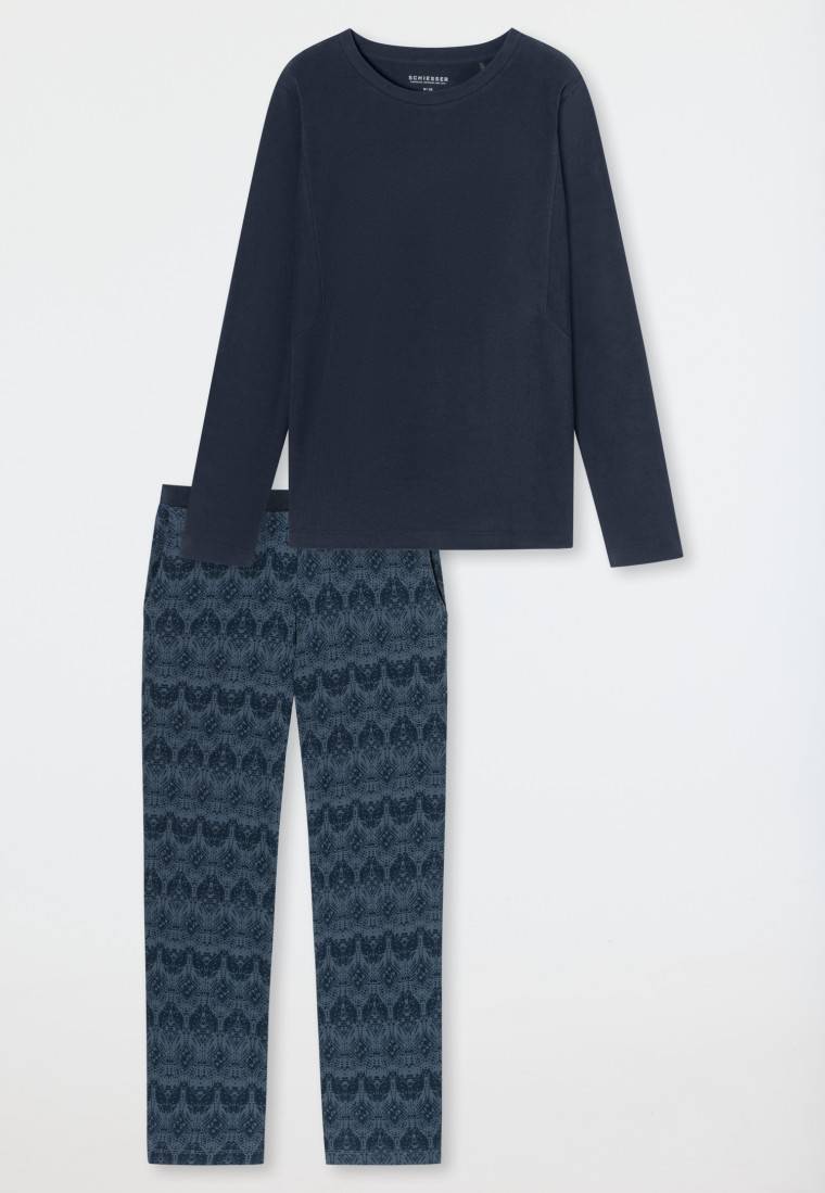 Schiesser Schlafanzug lang wärmend nachtblau - Selected Premium Warming Cyber Monday