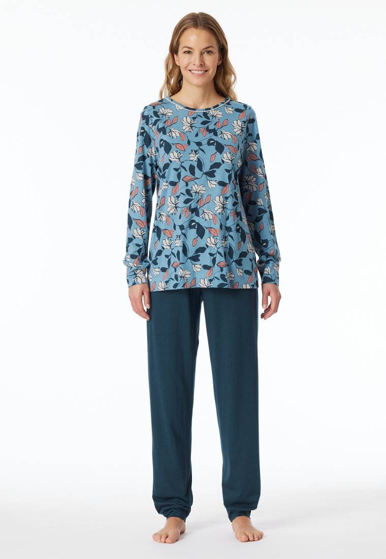 Schiesser Schlafanzug lang Bündchen Blumen multicolor - Comfort Nightwear Muttertagsangebot