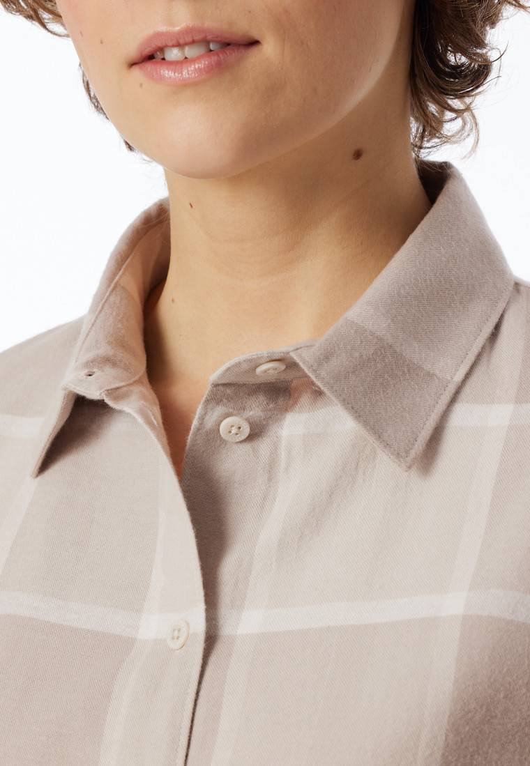 Schiesser Pyjama lang Flanell beige kariert - Selected Premium Warming Heißer Verkauf