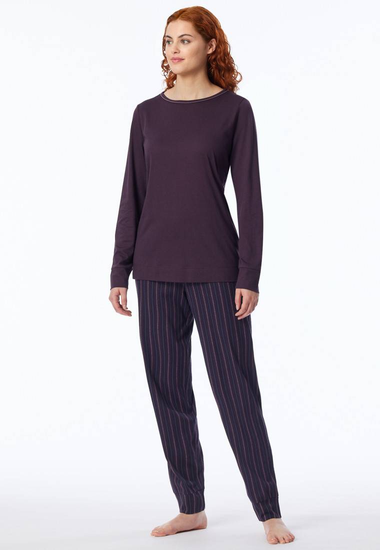 Schiesser Schlafanzug lang Bündchen Streifen multicolor - Comfort Nightwear Neueste Mode