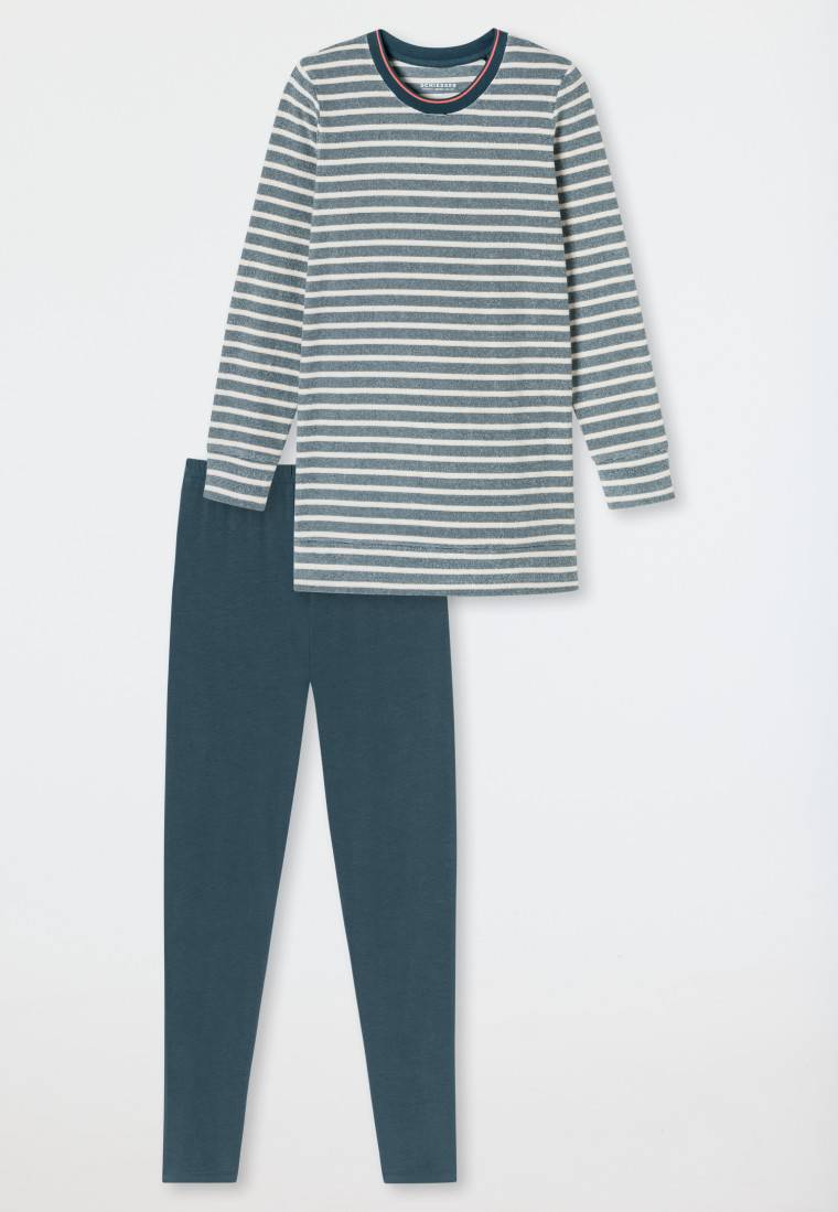Schiesser Schlafanzug lang Ringel Leggings jeansblau - Casual Essentials Online Outlet