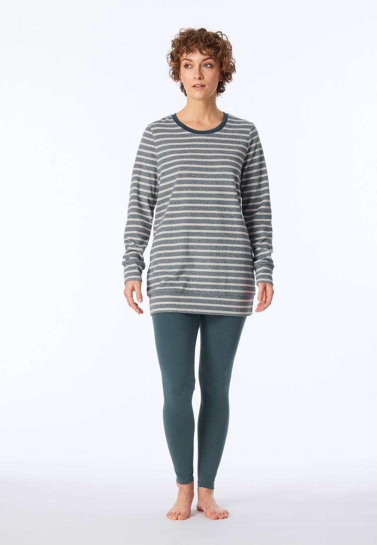 Schiesser Schlafanzug lang Ringel Leggings jeansblau - Casual Essentials Online Outlet