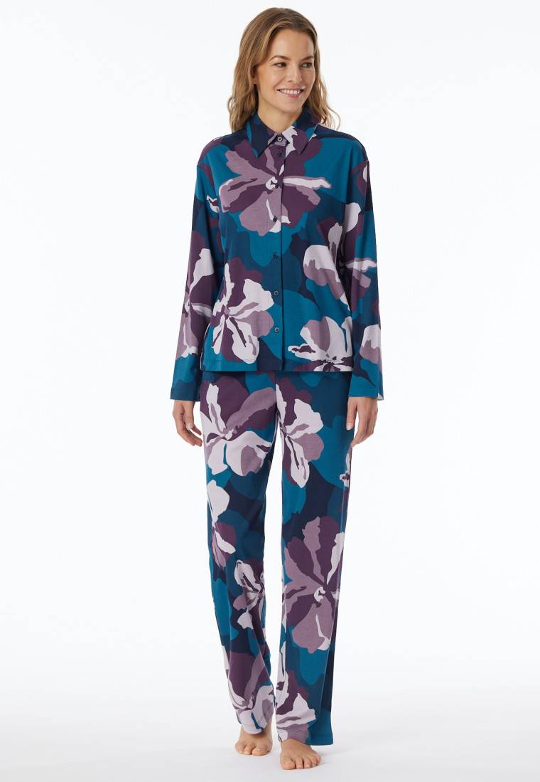 Schiesser Pyjama Interlock multicolor bedruckt - Modern Nightwear Große Rabatte