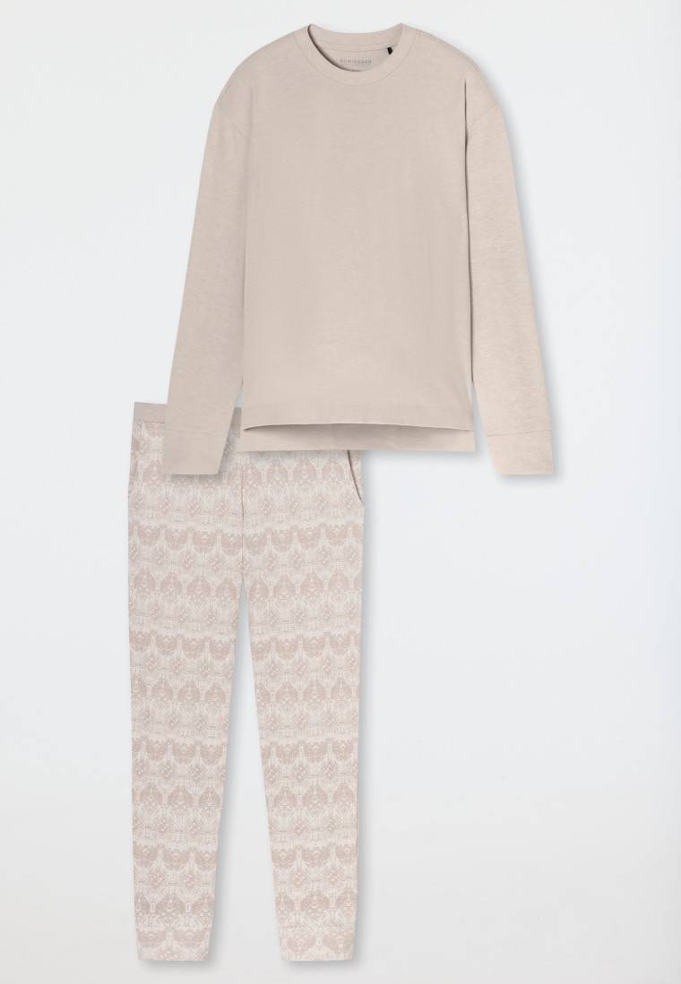 Schiesser Schlafanzug lang wärmend Bündchen beige - Selected Premium Warming Saisonale Angebote