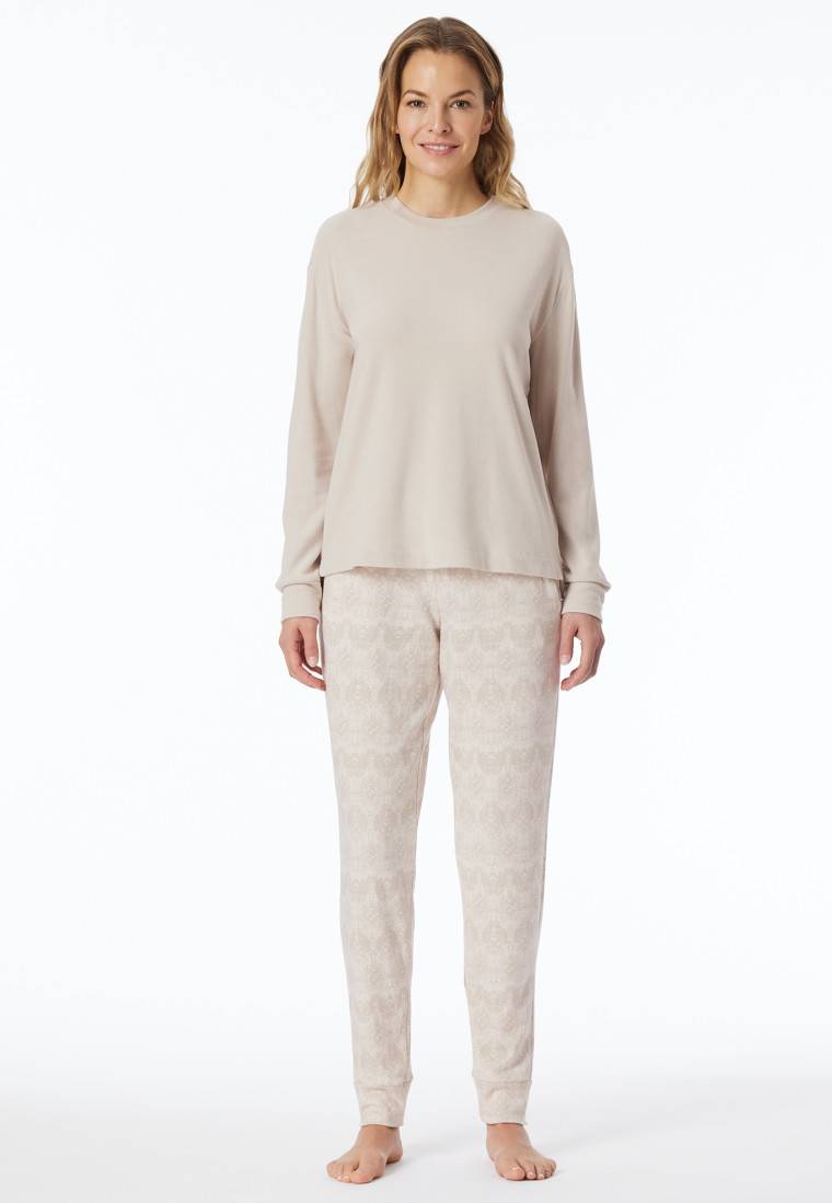 Schiesser Schlafanzug lang wärmend Bündchen beige - Selected Premium Warming Saisonale Angebote