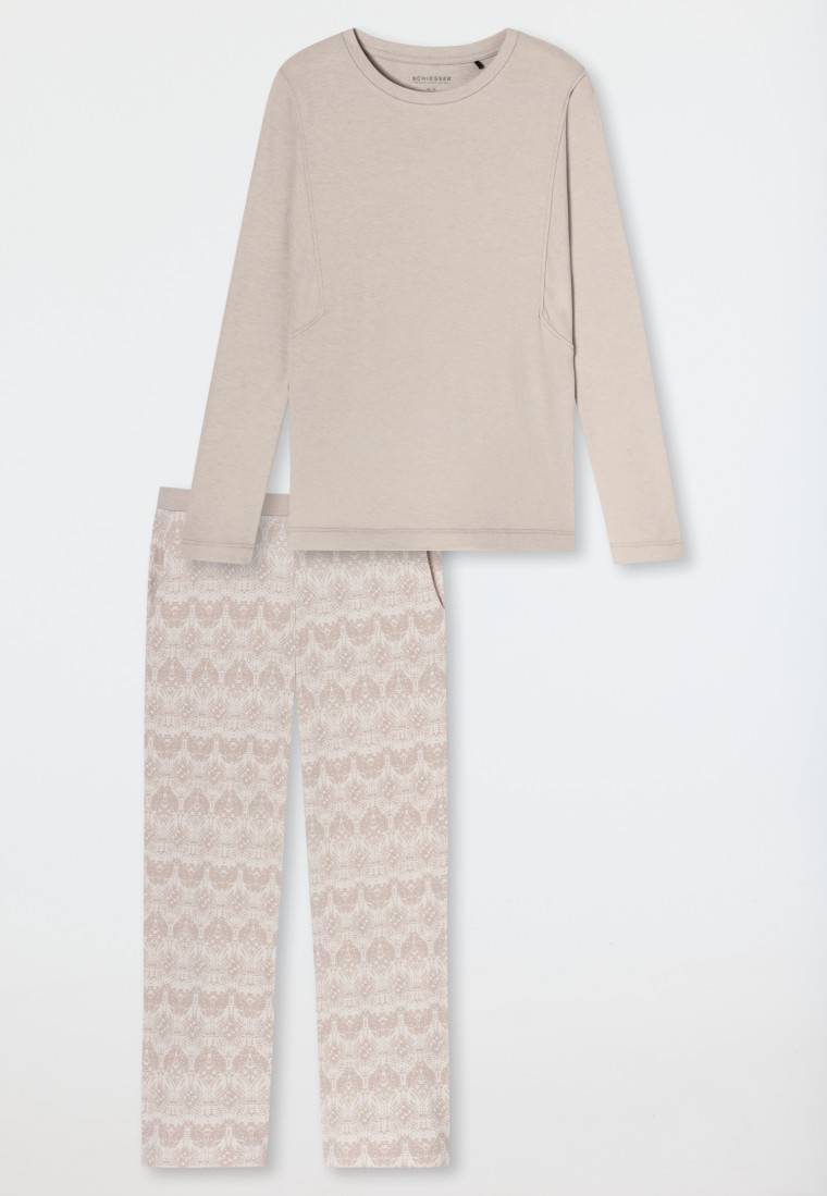 Schiesser Schlafanzug lang wärmend beige - Selected Premium Warming Tiefpreis