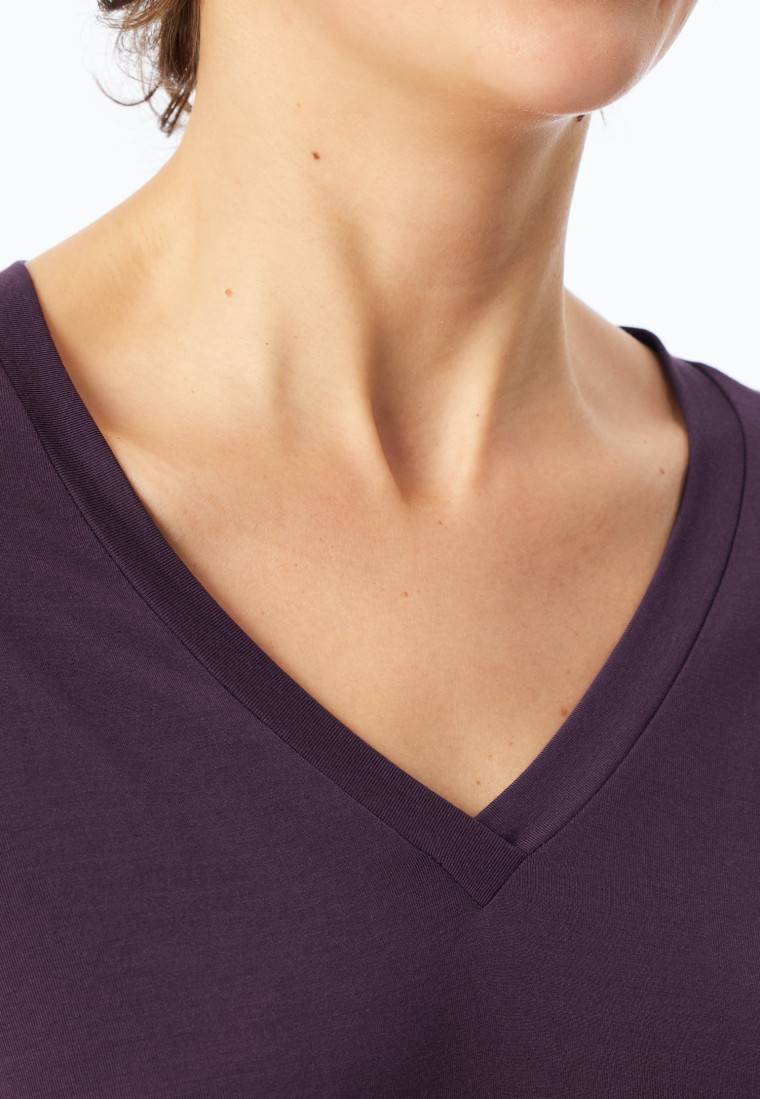 Schiesser Schlafanzug lang pflaume bedruckt - selected! premium Super Sparpreis