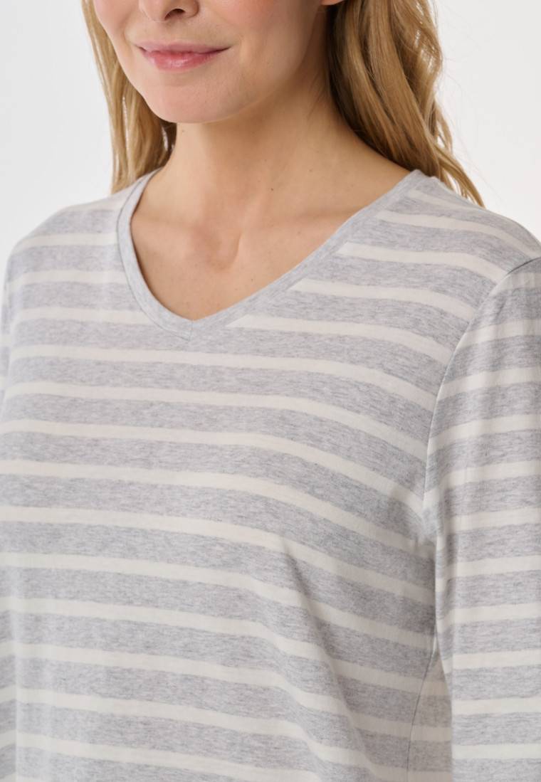 Schiesser Schlafanzug lang silbergrau meliert - Casual Essentials JETZT KAUFEN