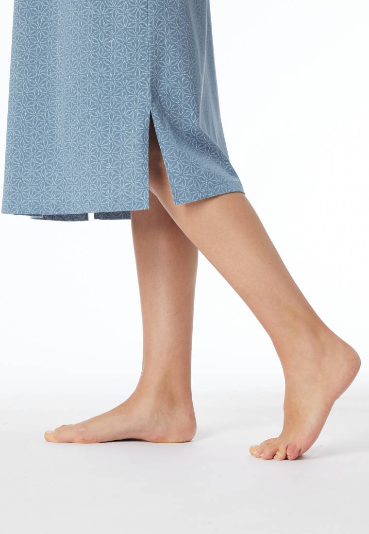 Schiesser Nachthemd langarm blaugrau gemustert - Comfort Essentials Letzter Tag