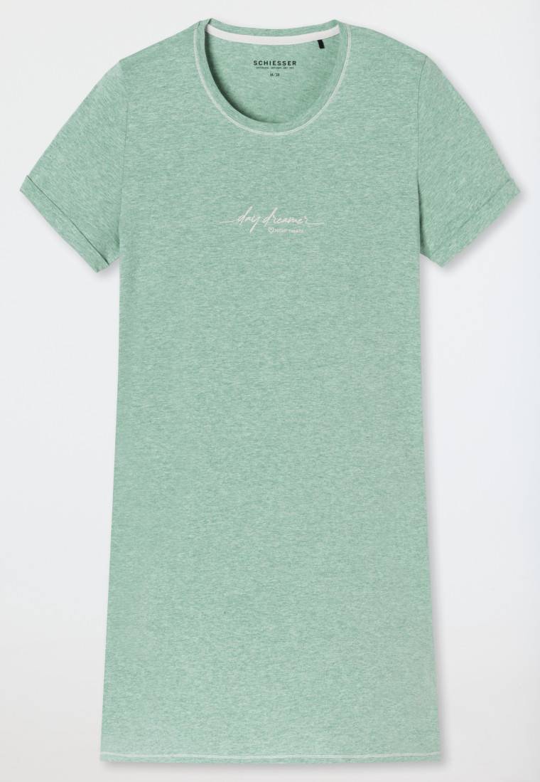 Schiesser Sleepshirt kurzarm Print grün meliert - Casual Essentials Zeitbegrenzte Promotion