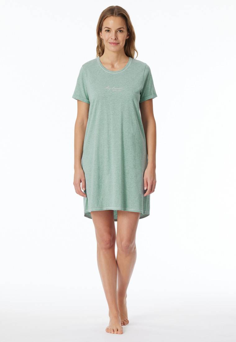 Schiesser Sleepshirt kurzarm Print grün meliert - Casual Essentials Zeitbegrenzte Promotion