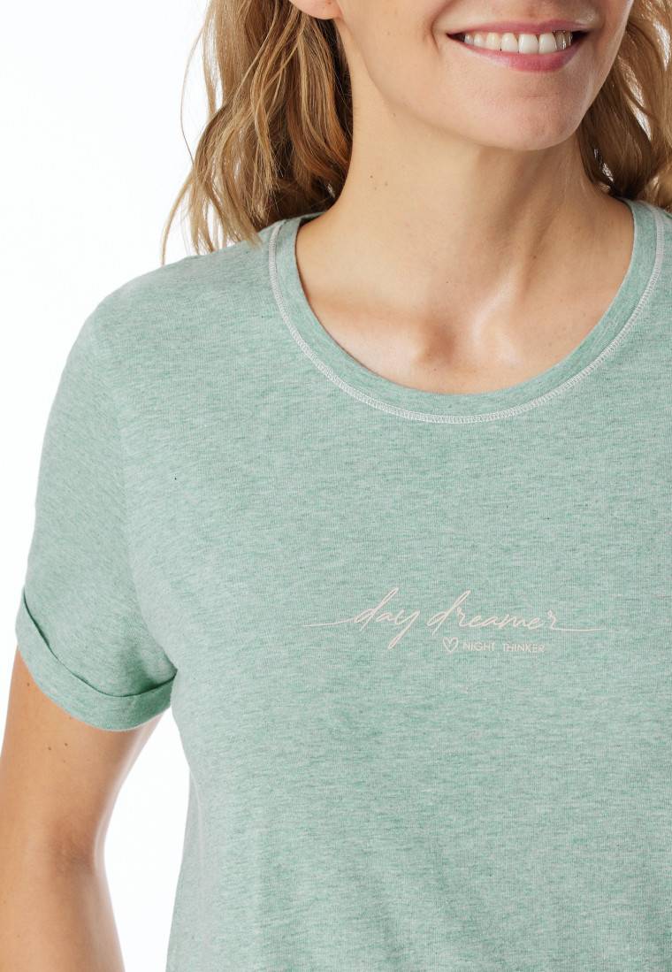 Schiesser Sleepshirt kurzarm Print grün meliert - Casual Essentials Zeitbegrenzte Promotion
