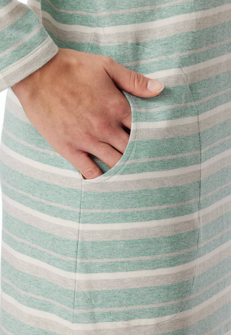 Schiesser Nachthemd langarm Ringel grün-meliert - Casual Essentials Bis zu 65% Rabatt