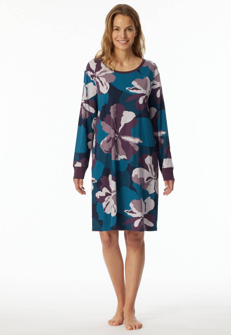 Schiesser Nachthemd langarm Interlock multicolor bedruckt - Modern Nightwear Vierteljährliche Förderung