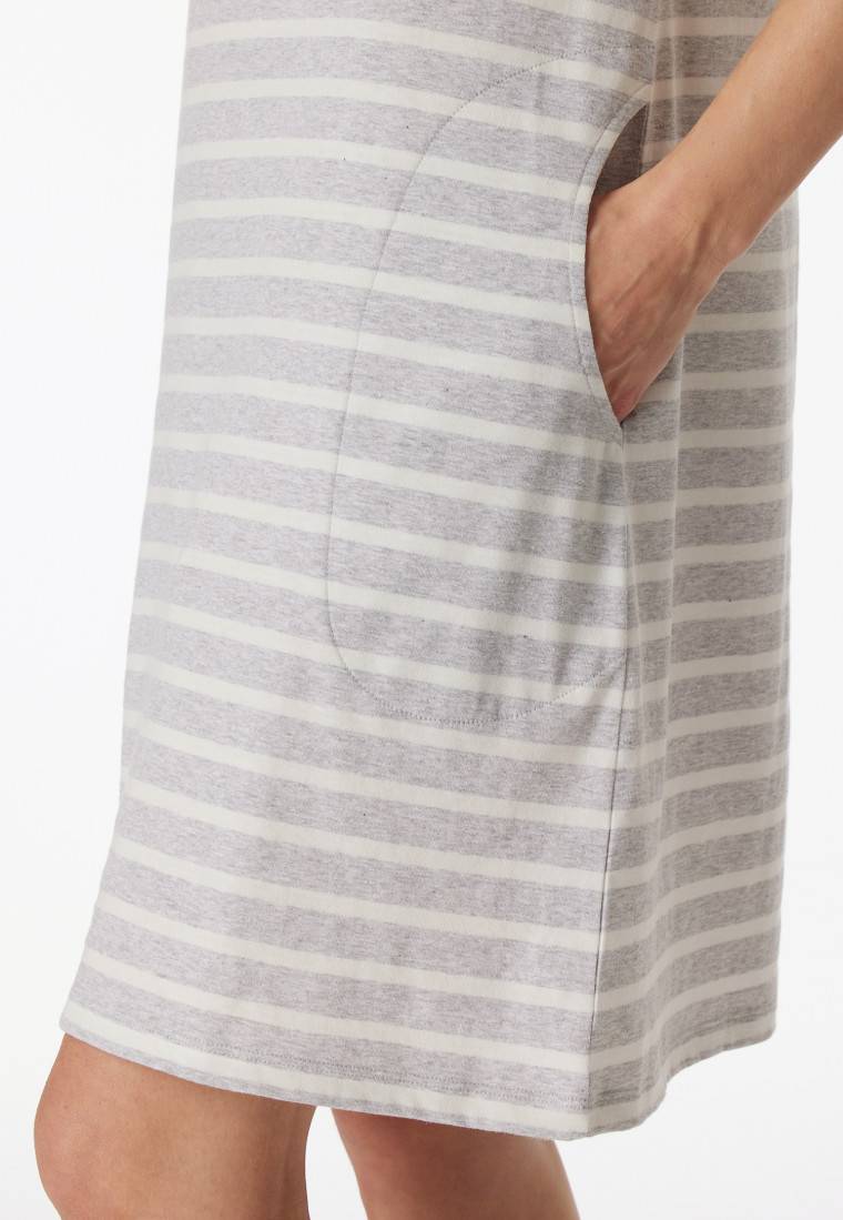 Schiesser Sleepshirt kurzarm Streifen silbergrau-meliert - Casual Essentials Nur noch ein Tag übrig