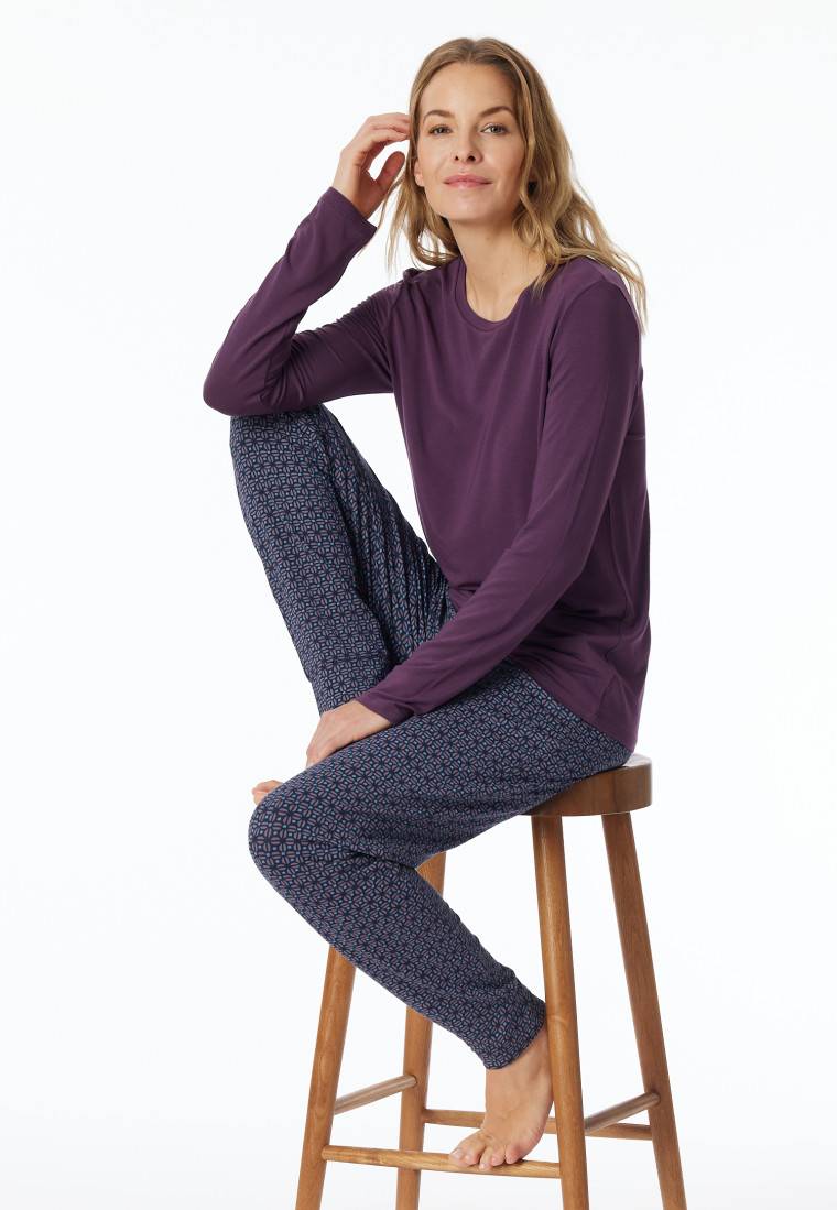 Schiesser Shirt langarm rundhals pflaume - Mix+Relax