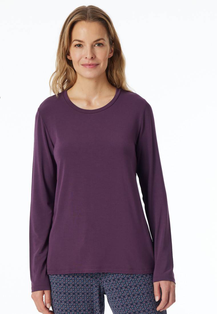 Schiesser Shirt langarm rundhals pflaume - Mix+Relax Fabrikladen