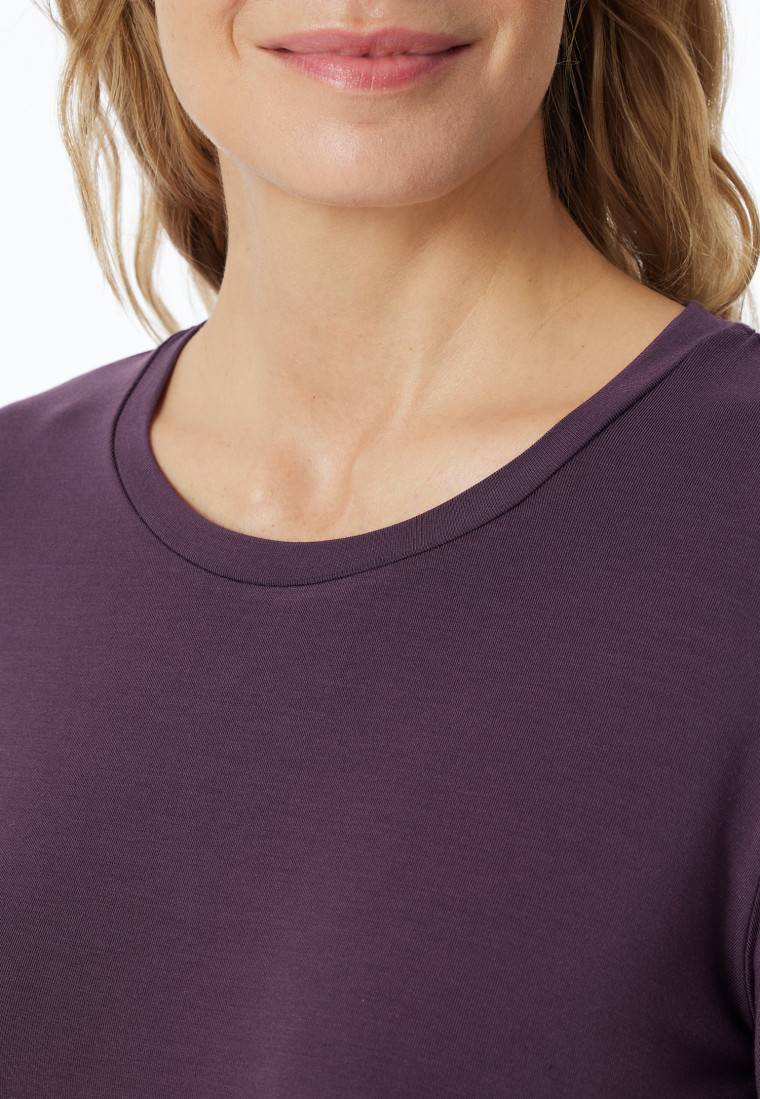 Schiesser Shirt langarm rundhals pflaume - Mix+Relax Fabrikladen