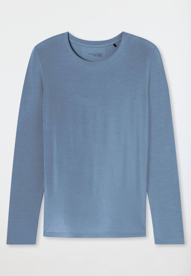 Schiesser Shirt langarm rundhals blaugrau - Mix+Relax Begrenzt auf 3 Tage
