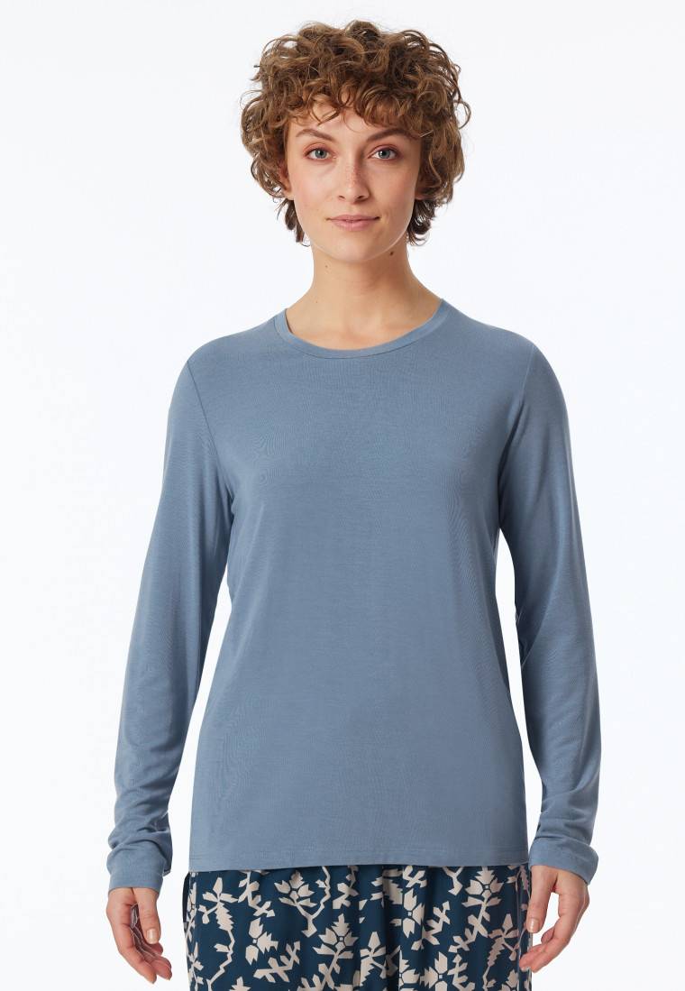 Schiesser Shirt langarm rundhals blaugrau - Mix+Relax Begrenzt auf 3 Tage