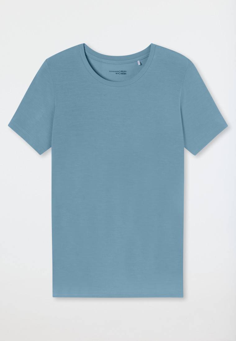 Schiesser Shirt kurzarm rundhals blaugrau - Mix+Relax Speichern exportieren
